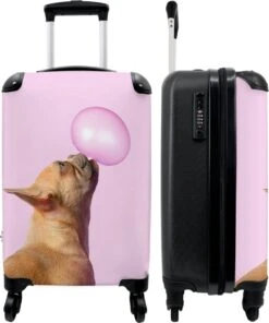 NoBoringSuitcases.com® Kinderkoffer - Hond - Dieren - Kauwgom - Roze - Kinderen - Trolley Kinderen - Past Binnen 55x40x20 Cm En 55x35x25 Cm - Reiskoffer Met Wielen - Koffertje -Reizen Verkoopwinkel 1000x1200 6