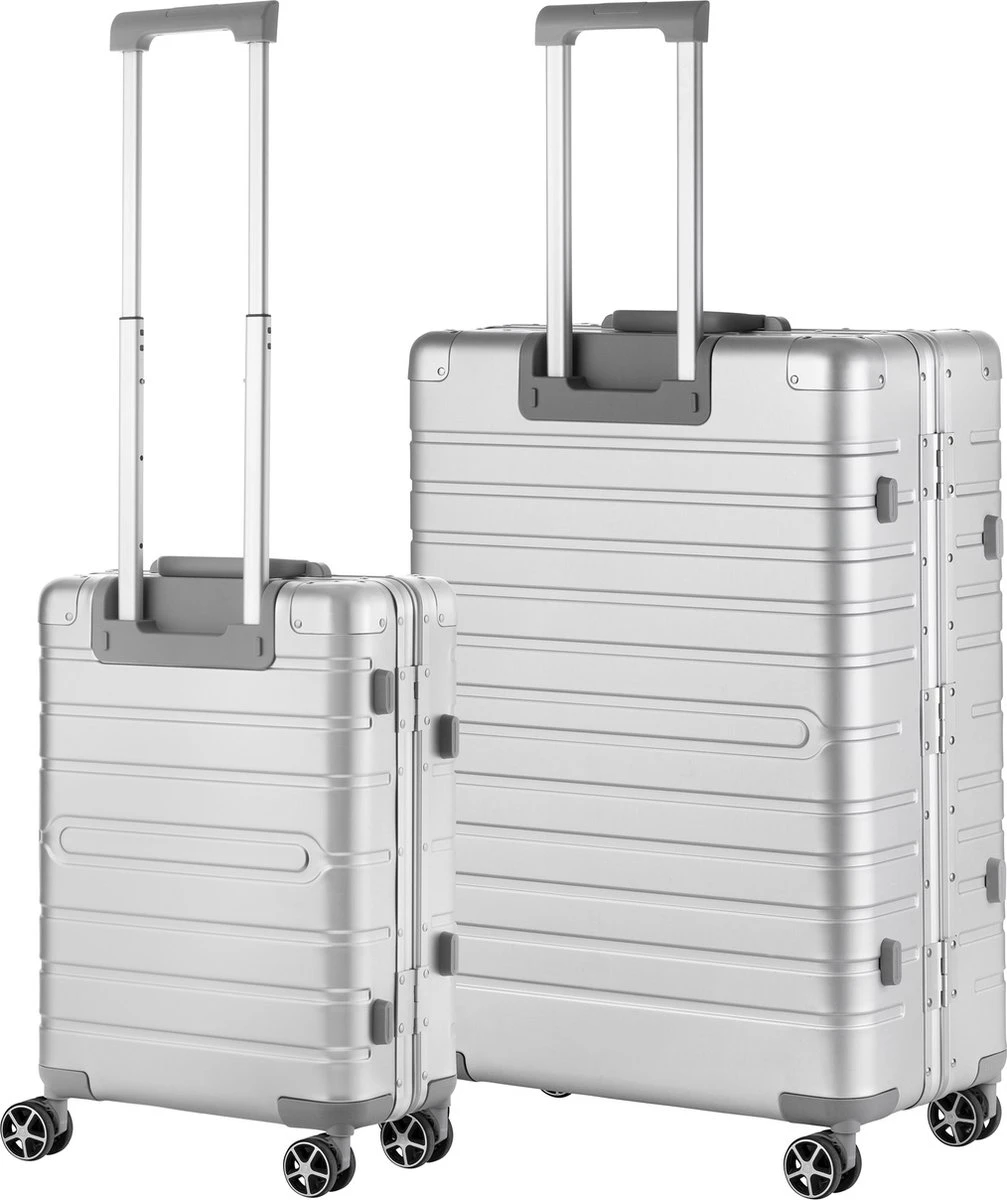 CarryOn Kofferset ULD - Luxe Aluminium Handbagage Koffer 55cm + 76cm Grote Reiskoffer - Dubbel TSA Slot - Zilver 2 CarryOn Kofferset ULD - Luxe Aluminium Handbagage Koffer 55cm + 76cm Grote Reiskoffer - Dubbel TSA Slot - Zilver - Afbeelding 2
