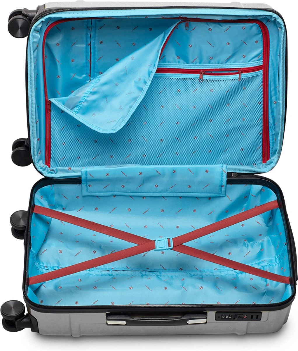 Tesla PC - Reiskoffer - 65 Cm - 4 Wielen - Zilver 3 Tesla PC - Reiskoffer - 65 Cm - 4 Wielen - Zilver - Afbeelding 3