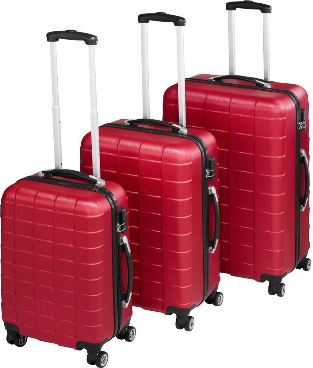 Tectake - Kofferset Trolleyset Reisset - 3-dlg Hardshell Wijnrood - 402670 1 Tectake - Kofferset Trolleyset Reisset - 3-dlg Hardshell Wijnrood - 402670