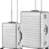 CarryOn Kofferset ULD - Luxe Aluminium Handbagage Koffer 55cm + 76cm Grote Reiskoffer - Dubbel TSA Slot - Zilver