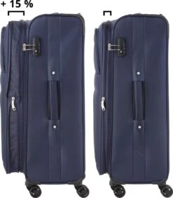 TravelZ Softspinner TSA Kofferset - 3-delige Zachte Trolleyset - Dubbele Wielen En Voorvakken Blauw -Reizen Verkoopwinkel 1052x1200 4