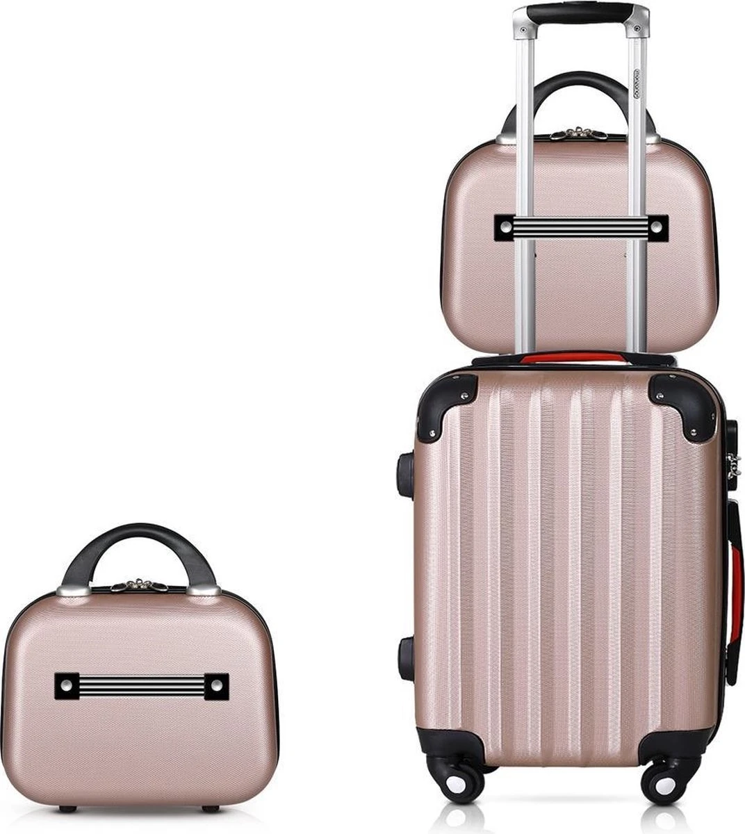Monzana Hardcase Kofferset 4 Delig - Baseline Beautycase/M/L/XL - Rosé 14 Monzana Hardcase Kofferset 4 Delig - Baseline Beautycase/M/L/XL - Rosé - Afbeelding 14