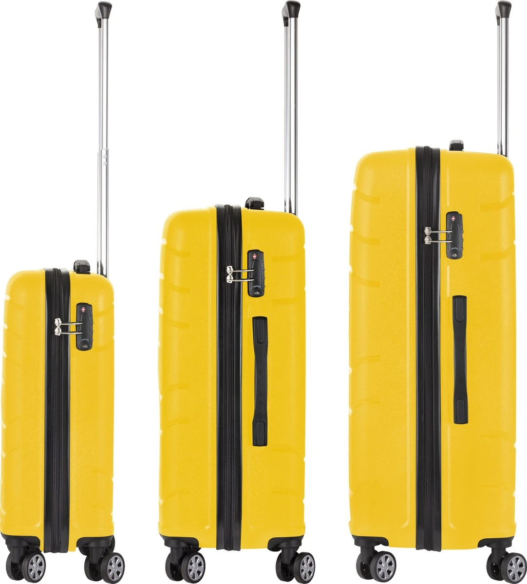 TravelZ Big Bars Kofferset - Trolleyset 3-delig Met TSA-slot - Geel 5 TravelZ Big Bars Kofferset - Trolleyset 3-delig Met TSA-slot - Geel - Afbeelding 5