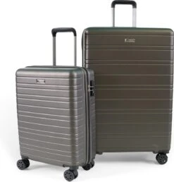 ©TROLLEYZ - Amsterdam No.9 - Kofferset 2 Delig - 55cm+78cm Met TSA Slot - Dubbele Wielen - 360° Spinners - 100% ABS - Reiskoffers In Cloudy Grey -Reizen Verkoopwinkel 1150x1200