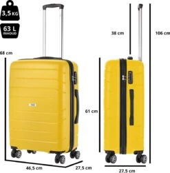TravelZ Big Bars Reiskoffer 68 Cm Met Dubbele Wielen - Trolley Koffer Met TSA-slot - Geel -Reizen Verkoopwinkel 1183x1200