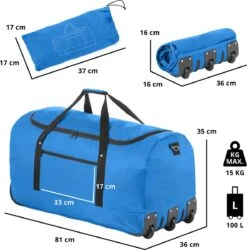 TravelZ Opvouwbare Wieltas | Reistas Op Wielen | 100 Liter | Verbeterd 2022 Model | Blauw -Reizen Verkoopwinkel 1186x1200 3