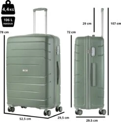 TravelZ Big Bars Reiskoffer 78 Cm Met Dubbele Wielen - Trolley Koffer Met TSA-slot - Olijf -Reizen Verkoopwinkel 1187x1200 2