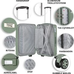 TravelZ Big Bars Reiskoffer 78 Cm Met Dubbele Wielen - Trolley Koffer Met TSA-slot - Olijf -Reizen Verkoopwinkel 1193x1200 3