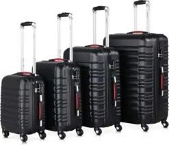 Monzana Kofferset - 4 Stuks S M L XL Met Wielen Cijferslot - Zwart -Reizen Verkoopwinkel 1200x1032 2