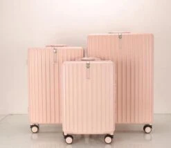 TOP AA Reis Kofferset - Trolleyset 3-delig Met TSA Slot Aluminum Frame, Kleine Cabine En Groot, ABS Luggage, (20+24+28 Inches 3 Pc Set), Roze/pink