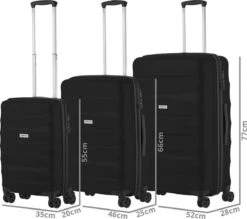 CarryOn Porter ® Kofferset - TSA Trolleyset 3-delig Met OKOBAN - Dubbele Wielen - Zwart -Reizen Verkoopwinkel 1200x1062