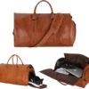 JeRie Weekendtas Voor Dames En Heren - Reistas Handbagage - 100% Echt PU Leer - Sporttas - Duffel Bag - Tas - Bruin
