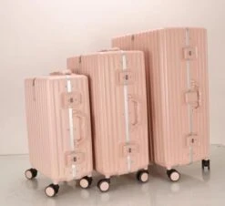 TOP AA Reis Kofferset - Trolleyset 3-delig Met TSA Slot Aluminum Frame, Kleine Cabine En Groot, ABS Luggage, (20+24+28 Inches 3 Pc Set), Roze/pink -Reizen Verkoopwinkel 1200x1099 1