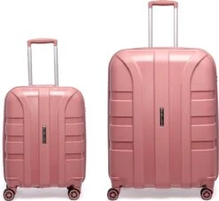 ©TROLLEYZ - Paris No.5 - Kofferset 2 Delig - 55+78cm Met TSA Slot - Dubbele Wielen - 360° Spinners - 100% Polypropyleen - Reiskoffers In Rose Blush
