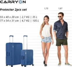 CarryOn Protector Luxe 2-delige Kofferset - TSA Trolleyset Handbagage En Groot - Kliksloten - Ultralicht - Blauw -Reizen Verkoopwinkel 1200x1112 1