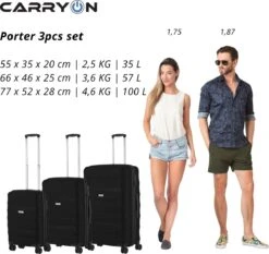 CarryOn Porter ® Kofferset - TSA Trolleyset 3-delig Met OKOBAN - Dubbele Wielen - Zwart -Reizen Verkoopwinkel 1200x1131 1