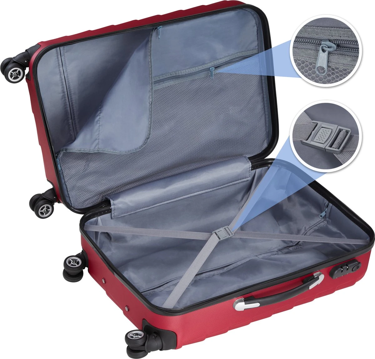 Tectake - Kofferset Trolleyset Reisset - 3-dlg Hardshell Wijnrood - 402670 5 Tectake - Kofferset Trolleyset Reisset - 3-dlg Hardshell Wijnrood - 402670 - Afbeelding 5