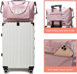 Merkloos Opvouwbare Handbagage Reistas – Opvouwbaar Tot 28 X 18 Cm – Blauw -Reizen Verkoopwinkel 1200x1155 3