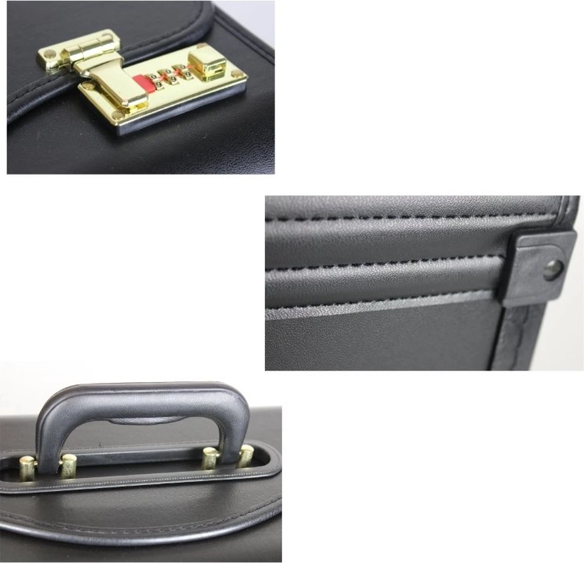 Pilotenkoffer Zonder Wiel - Kunstleer Zwart - Grote Piloten Koffer Met Laptopvak En Cijferslot - Kantoor Koffer - Werk Koffer 8 Pilotenkoffer Zonder Wiel - Kunstleer Zwart - Grote Piloten Koffer Met Laptopvak En Cijferslot - Kantoor Koffer - Werk Koffer - Afbeelding 8