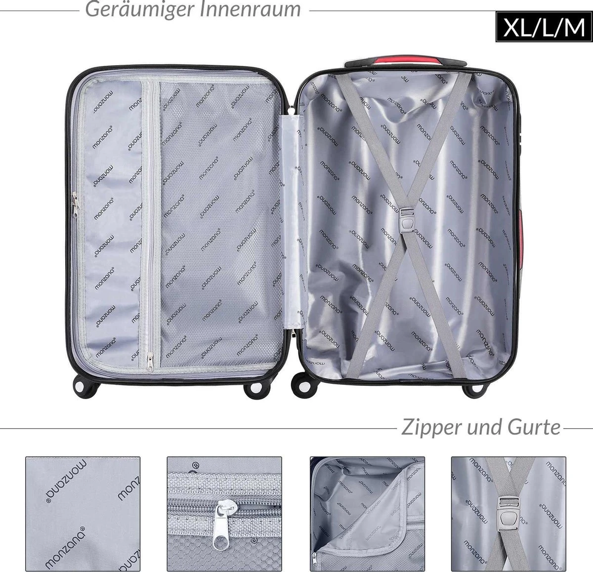 Monzana Hardcase Kofferset 4 Delig - Baseline Beautycase/M/L/XL - Rosé 2 Monzana Hardcase Kofferset 4 Delig - Baseline Beautycase/M/L/XL - Rosé - Afbeelding 2