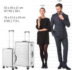 CarryOn Kofferset ULD - Luxe Aluminium Handbagage Koffer 55cm + 76cm Grote Reiskoffer - Dubbel TSA Slot - Zilver 10 CarryOn Kofferset ULD - Luxe Aluminium Handbagage Koffer 55cm + 76cm Grote Reiskoffer - Dubbel TSA Slot - Zilver -Reizen Verkoopwinkel 1200x1162 3