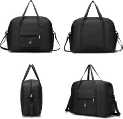 MISWAN Opvouwbare Reistas 45 X 36 X 20 EasyJet Travel Bag Maximale Grootte Holdall Cabine Bagage Onder Seat Flight Bag Met Trolleybevestiging Duffeltas Weekendtas Heren Dames Carry On Luggage Zwart -Reizen Verkoopwinkel 1200x1164 4