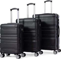 Merax 3-delig Kofferset Met TSA Slot - Trolleyset ABS 40L, 70L & 110 Liter - Zwart