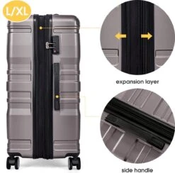 Merax 3-delig Kofferset Met TSA Slot - Trolleyset ABS 40L, 70L & 110 Liter - Grijs -Reizen Verkoopwinkel 1200x1186 1