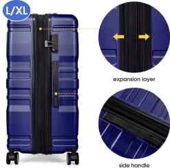 Merax 3-delig Kofferset Met TSA Slot - Trolleyset ABS 40L, 70L & 110 Liter - Blauw -Reizen Verkoopwinkel 1200x1192 1