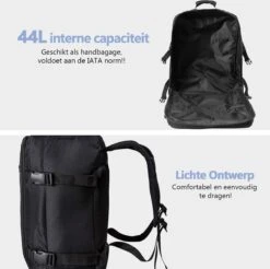 CabinMax Metz Reistas– Handbagage 44L- Rugzak – Schooltas - Backpack 55x40x20cm – Lichtgewicht - Zwart (MZ BK) -Reizen Verkoopwinkel 1200x1197 4