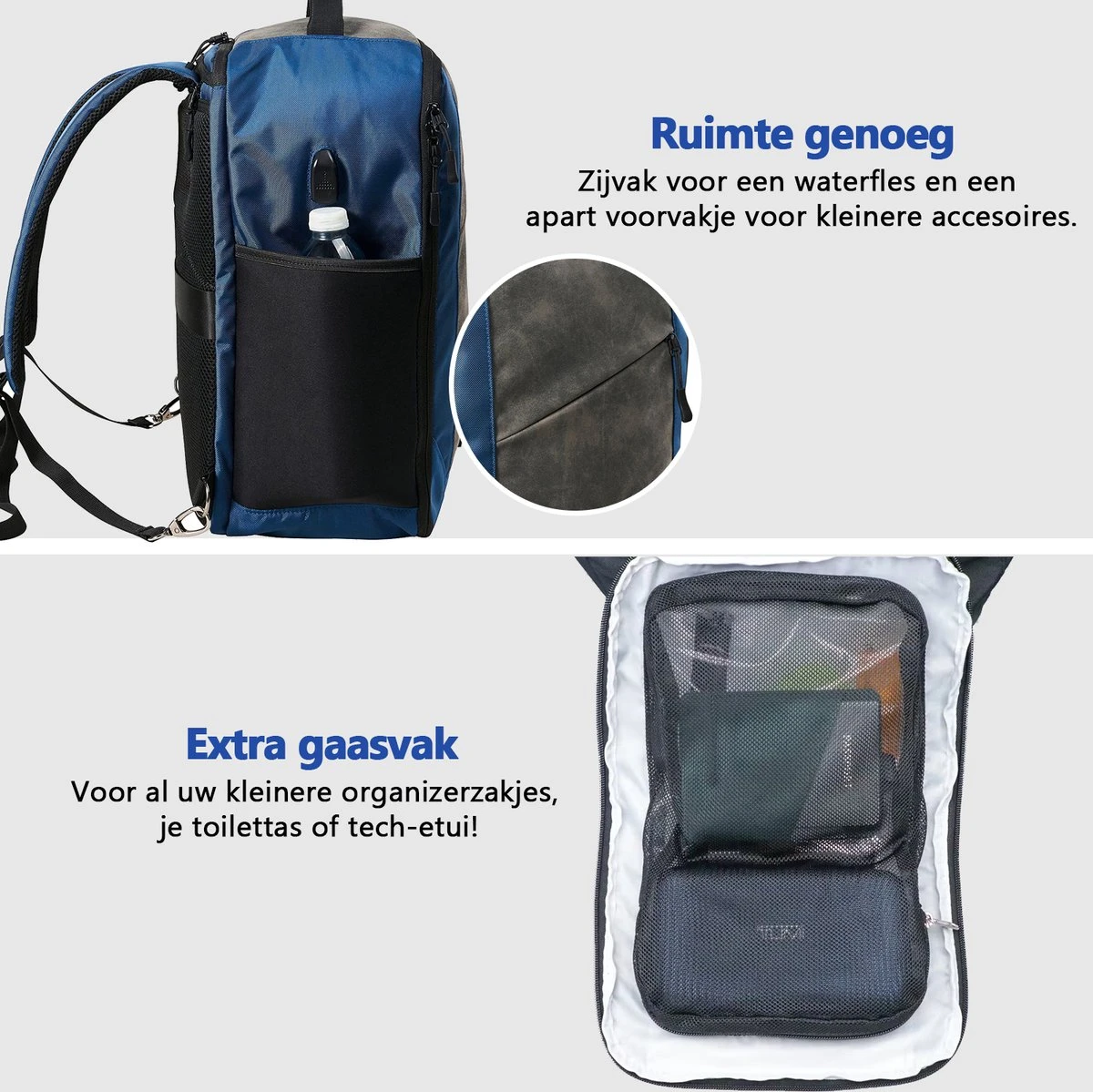 CabinMax Manhatten – Handbagage 20L – Rugzak – Schooltas - 40x20x25 Cm – Compact Reistas – Lichtgewicht – Nettuno Blauw 2 CabinMax Manhatten – Handbagage 20L – Rugzak – Schooltas - 40x20x25 Cm – Compact Reistas – Lichtgewicht – Nettuno Blauw - Afbeelding 2