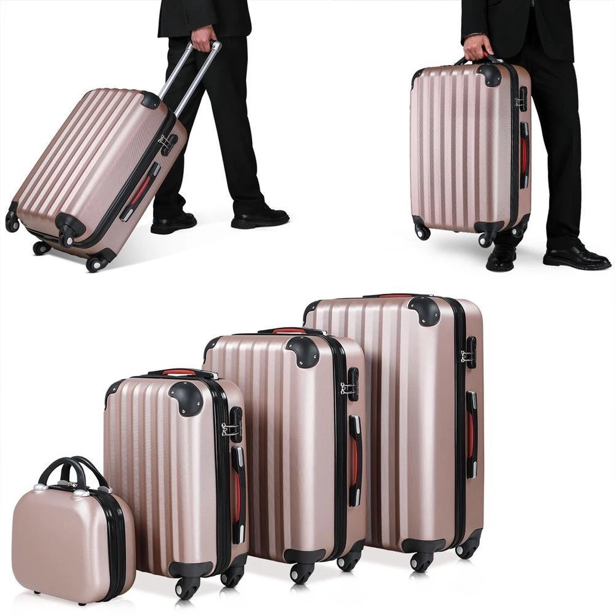 Monzana Hardcase Kofferset 4 Delig - Baseline Beautycase/M/L/XL - Rosé 10 Monzana Hardcase Kofferset 4 Delig - Baseline Beautycase/M/L/XL - Rosé - Afbeelding 10