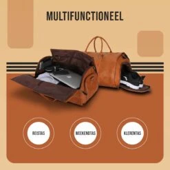 JeRie Weekendtas Voor Dames En Heren - Reistas Handbagage - 100% Echt PU Leer - Sporttas - Duffel Bag - Tas - Bruin -Reizen Verkoopwinkel 1200x1200 1072