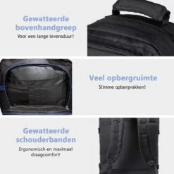CabinMax Metz Reistas– Handbagage 44L- Rugzak – Schooltas - Backpack 55x40x20cm – Lichtgewicht - Zwart (MZ BK) -Reizen Verkoopwinkel 1200x1200 1166