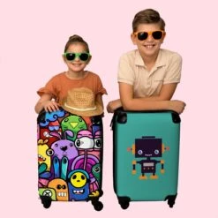 NoBoringSuitcases.com® Koffer - Monster - Bloemen - Regenboog - Design - Grappig - Past Binnen 55x40x20 Cm En 55x35x25 Cm - Handbagage - Trolley - Fotokoffer - Cabin Size - Print -Reizen Verkoopwinkel 1200x1200 285
