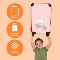 NoBoringSuitcases.com® Kinderkoffer - Trolley Kinderen - Varken - Roze - Skateboard - Kinderen - Meisje - Koffer Dieren - Past Binnen 55x40x20 Cm En 55x35x25 Cm - Reiskoffer Met Wielen -Reizen Verkoopwinkel 1200x1200 293