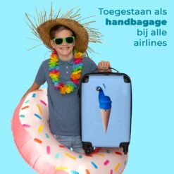 NoBoringSuitcases.com® Koffer - Reiskoffer Met Wielen - Pauw - IJshoorntjes - Blauw - IJs - Vogel - Handbagage Trolley - Past Binnen 55x40x20 Cm En 55x35x25 Cm - Fotokoffer -Reizen Verkoopwinkel 1200x1200 303