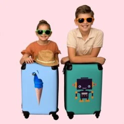 NoBoringSuitcases.com® Koffer - Reiskoffer Met Wielen - Pauw - IJshoorntjes - Blauw - IJs - Vogel - Handbagage Trolley - Past Binnen 55x40x20 Cm En 55x35x25 Cm - Fotokoffer -Reizen Verkoopwinkel 1200x1200 305