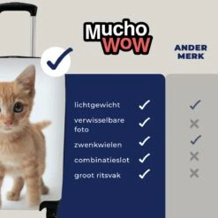 MuchoWow® Koffer - Kat - Rood - Kitten - Meisjes - Kinderen - Jongens - Kindje - Past Binnen 55x40x20 Cm En 55x35x25 Cm - Handbagage - Trolley - Fotokoffer - Cabin Size - Print -Reizen Verkoopwinkel 1200x1200 329