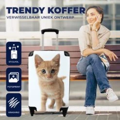 MuchoWow® Koffer - Kat - Rood - Kitten - Meisjes - Kinderen - Jongens - Kindje - Past Binnen 55x40x20 Cm En 55x35x25 Cm - Handbagage - Trolley - Fotokoffer - Cabin Size - Print -Reizen Verkoopwinkel 1200x1200 331