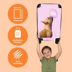 NoBoringSuitcases.com® Kinderkoffer - Hond - Dieren - Kauwgom - Roze - Kinderen - Trolley Kinderen - Past Binnen 55x40x20 Cm En 55x35x25 Cm - Reiskoffer Met Wielen - Koffertje -Reizen Verkoopwinkel 1200x1200 378