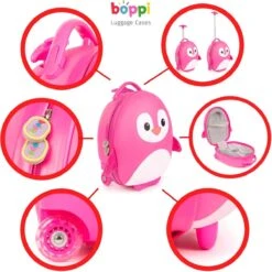 Boppi - Kindertrolley - Pinguïn (roze) - Handbagage - Lichtgewicht - Duurzaam - 17L -Reizen Verkoopwinkel 1200x1200 406
