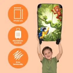 NoBoringSuitcases.com® Koffer Groot - Jungle - Dieren - Groen - Kinderen - Trolley Koffer Met TSA-slot - Met Wielen - 90 Liter - Reiskoffer - 66 Cm -Reizen Verkoopwinkel 1200x1200 427