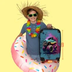 NoBoringSuitcases.com® Koffer Groot - Monstertruck - Verf - Graffiti - Roze - Neon - Trolley Koffer Met TSA-slot - Met Wielen - 90 Liter - Reiskoffer - 66 Cm -Reizen Verkoopwinkel 1200x1200 539