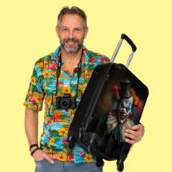 NoBoringSuitcases.com® Koffer Groot - Clown - Hoed - Kraag - Portret - Killer Clown - Trolley Koffer Met TSA-slot - Met Wielen - 90 Liter - Reiskoffer - 66 Cm -Reizen Verkoopwinkel 1200x1200 605