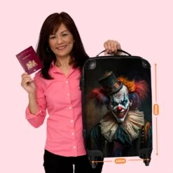 NoBoringSuitcases.com® Koffer Groot - Clown - Hoed - Kraag - Portret - Killer Clown - Trolley Koffer Met TSA-slot - Met Wielen - 90 Liter - Reiskoffer - 66 Cm -Reizen Verkoopwinkel 1200x1200 606