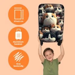 NoBoringSuitcases.com® Koffer Groot - Kat - Huisdieren - Poes - Bruin - Grijs - Trolley Koffer Met TSA-slot - Met Wielen - 90 Liter - Reiskoffer - 66 Cm -Reizen Verkoopwinkel 1200x1200 786