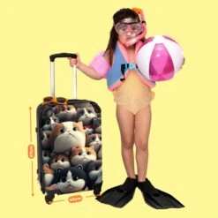 NoBoringSuitcases.com® Koffer Groot - Kat - Huisdieren - Poes - Bruin - Grijs - Trolley Koffer Met TSA-slot - Met Wielen - 90 Liter - Reiskoffer - 66 Cm -Reizen Verkoopwinkel 1200x1200 789