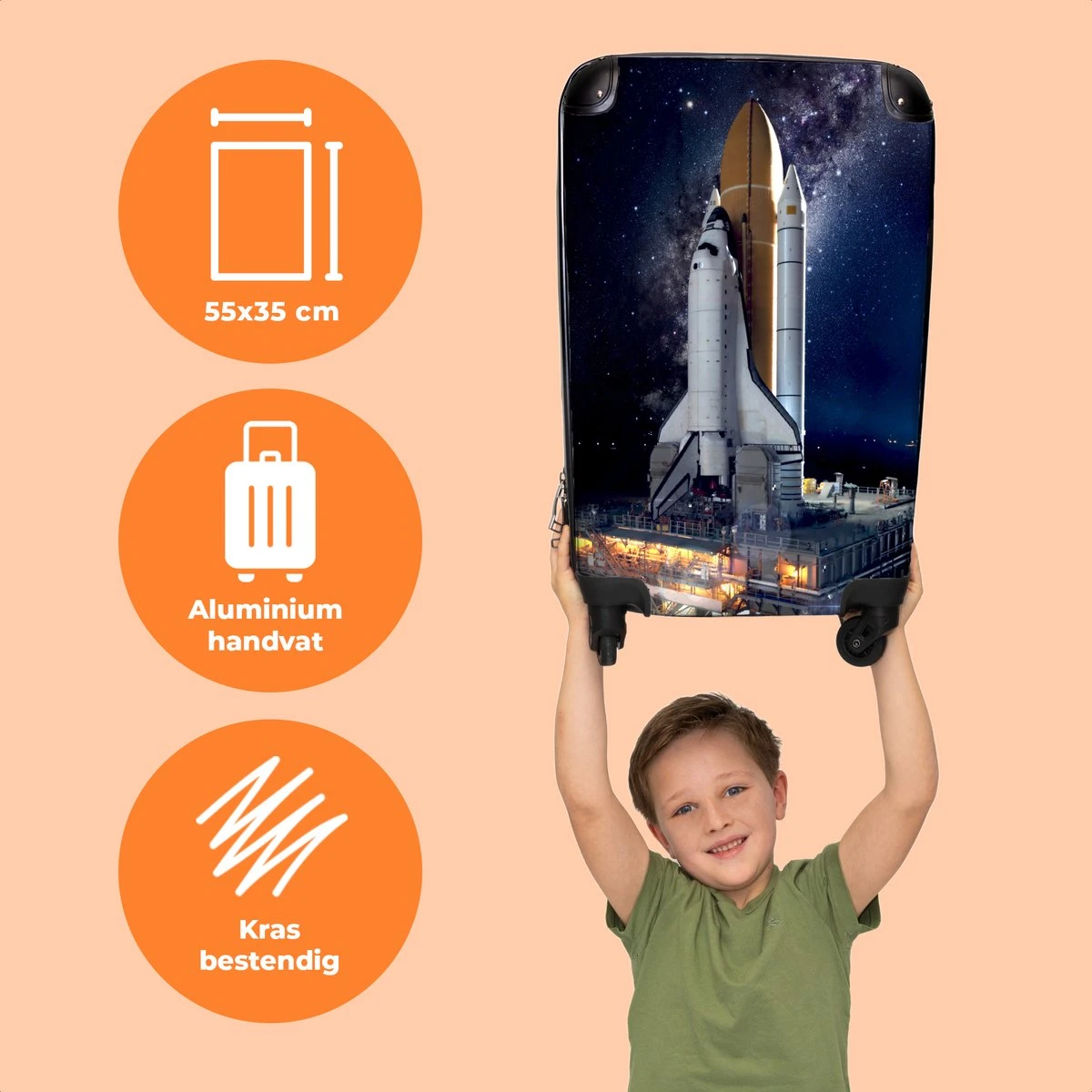 NoBoringSuitcases.com® Koffer - Ruimte - Spaceshuttle - Raket - Jongens - Past Binnen 55x40x20 Cm En 55x35x25 Cm - Handbagage - Trolley - Fotokoffer - Cabin Size - Print 3 NoBoringSuitcases.com® Koffer - Ruimte - Spaceshuttle - Raket - Jongens - Past Binnen 55x40x20 Cm En 55x35x25 Cm - Handbagage - Trolley - Fotokoffer - Cabin Size - Print - Afbeelding 3